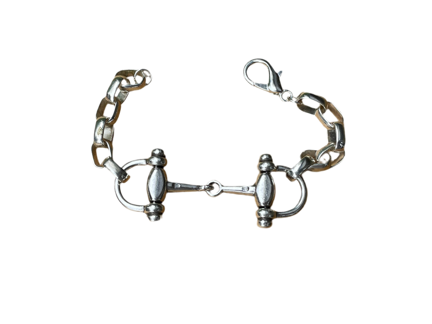 Silver Horse-Bit Chained Bracelet