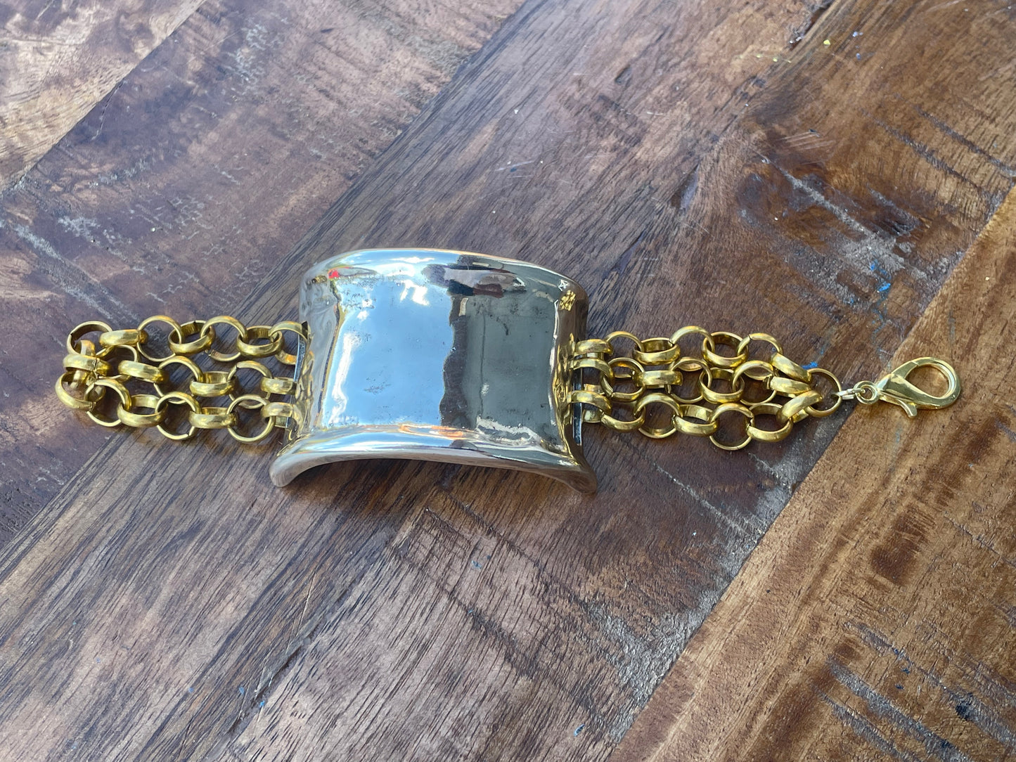 Silver & Gold Large Cuff Bracelet