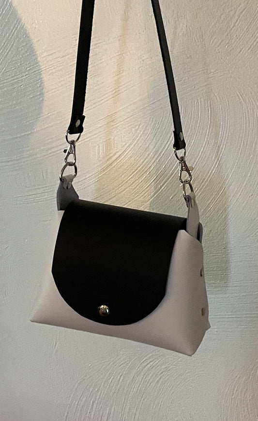 Black & White Leather Small Shoulder Bag