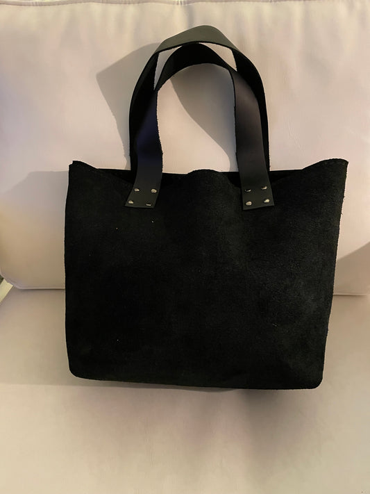 Black Suede Tote Bag