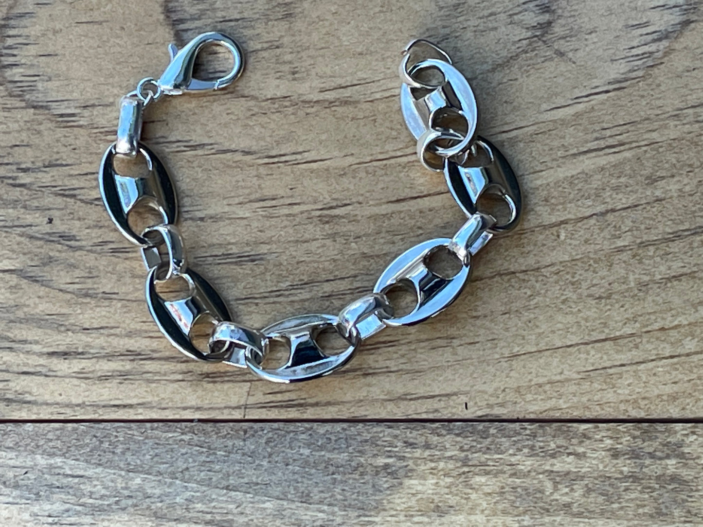 Silver Oval Chunky Bracelet