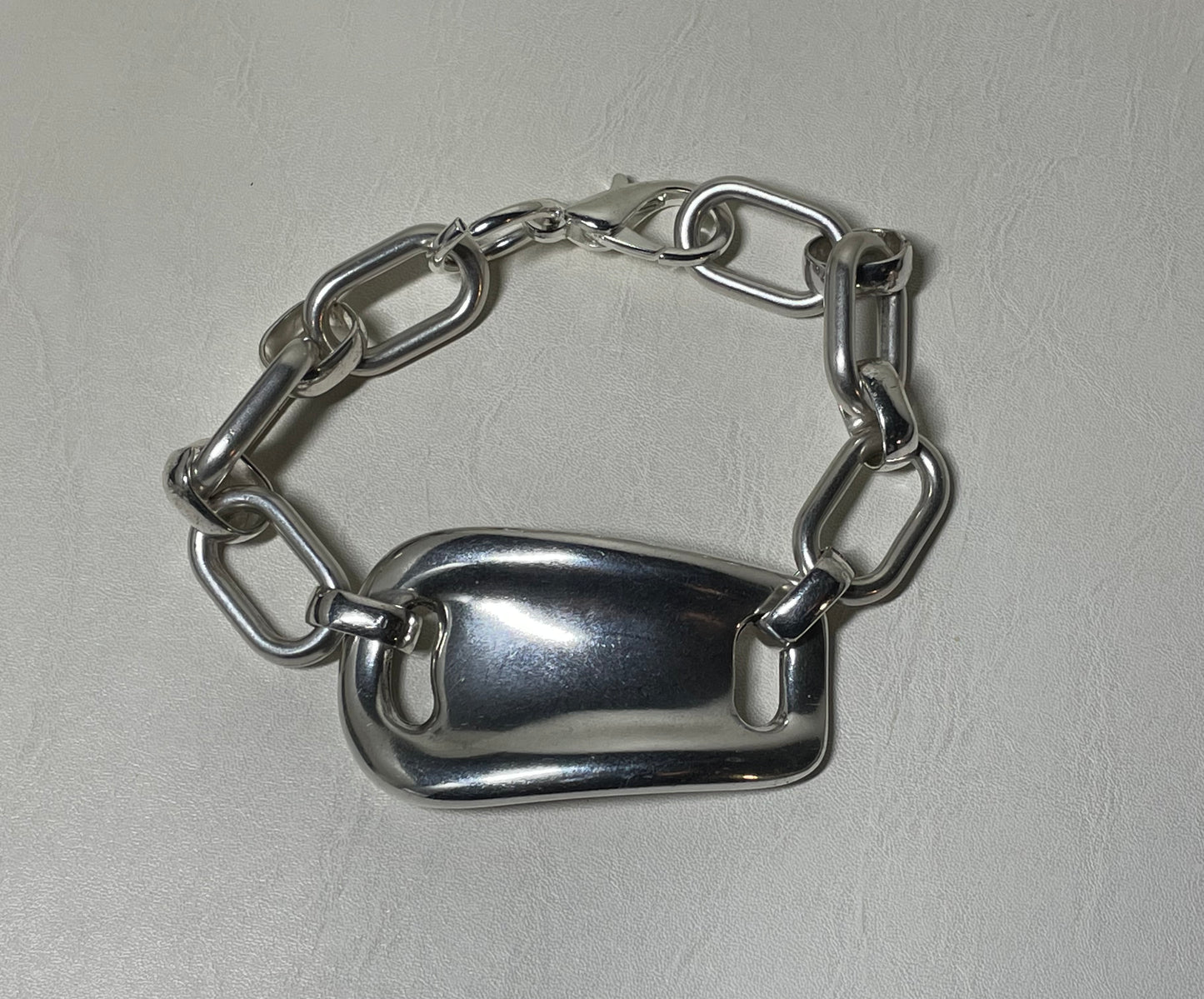 Silver Flat Cuff Chain Bracelet