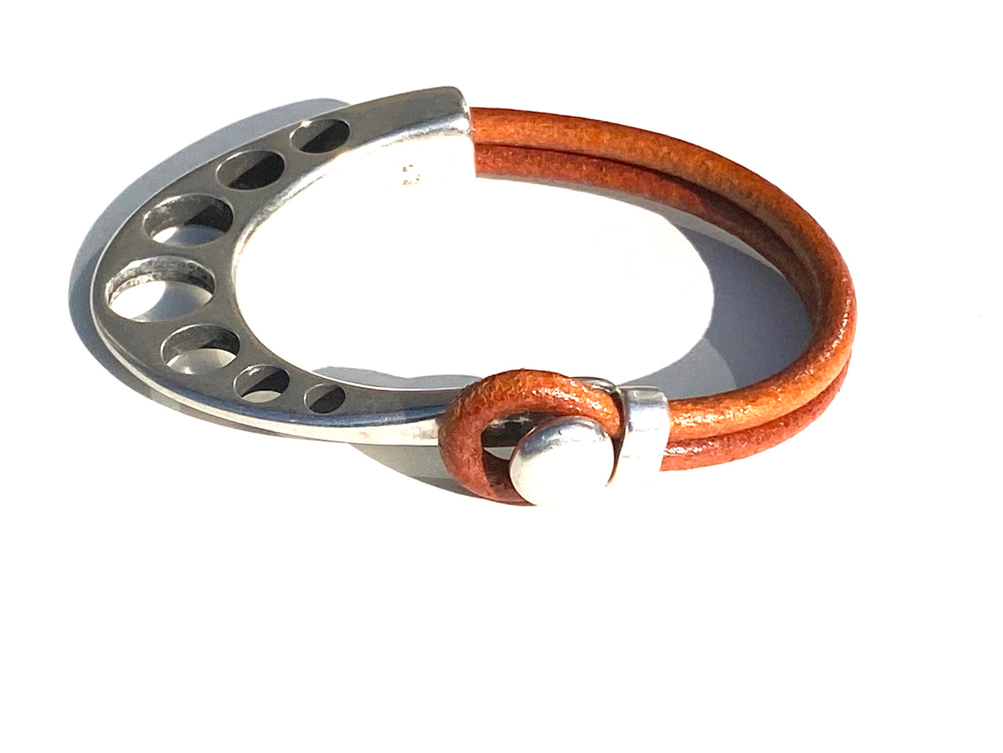 Silver & Orange Hole Half Cuff Bracelet