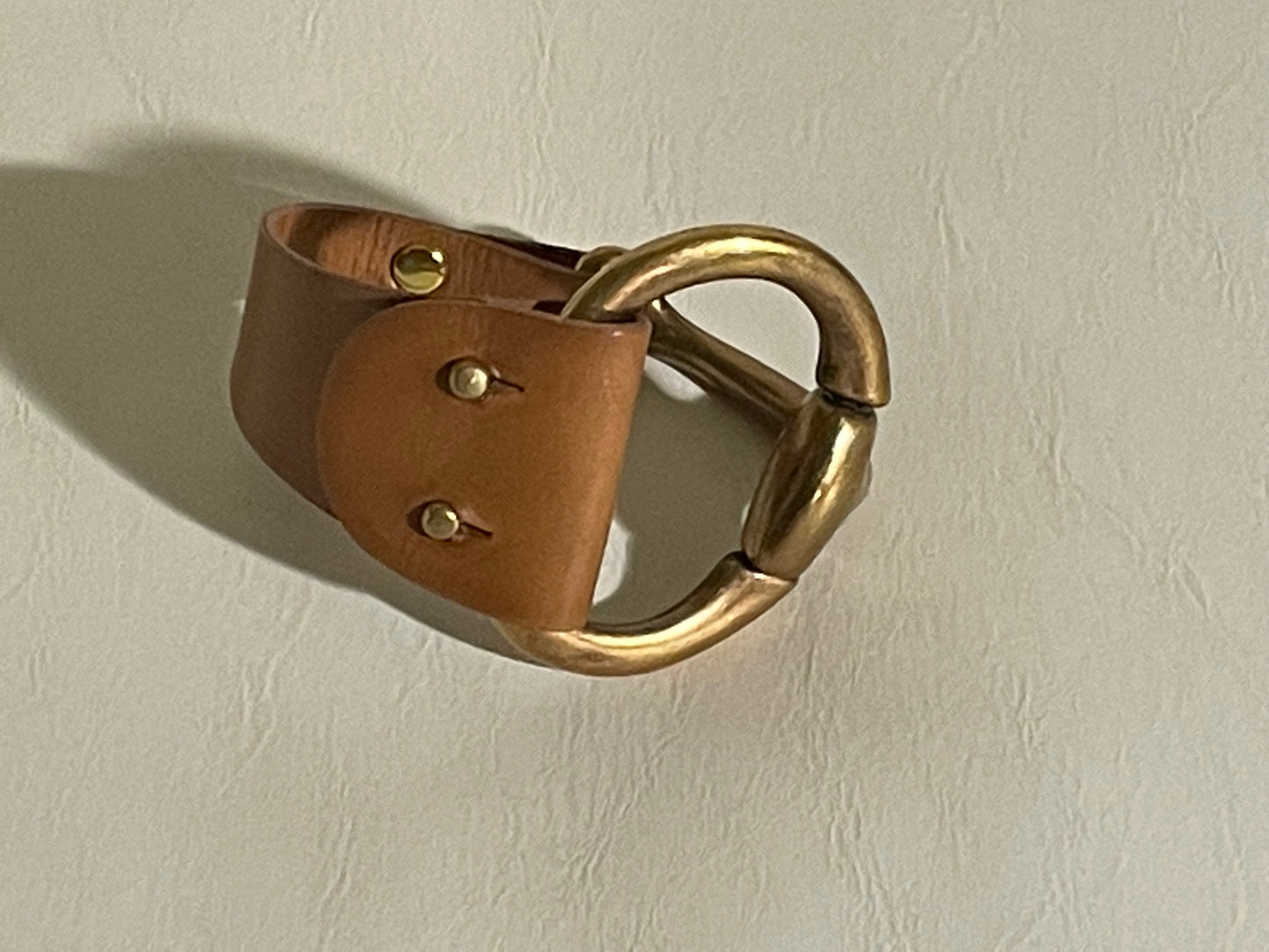 Gold Circular Half Cuff & Leather Bracelet
