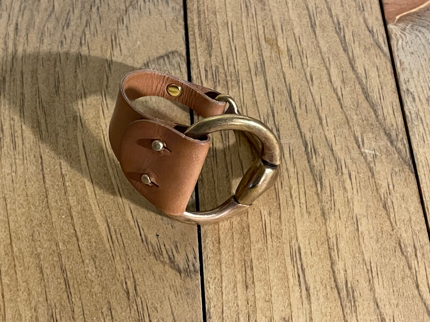 Gold Circular Half Cuff & Leather Bracelet